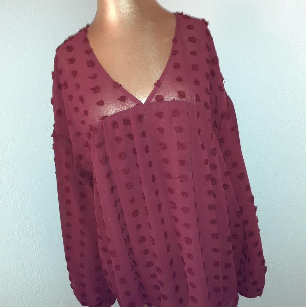Burgundy Babydoll Blouse